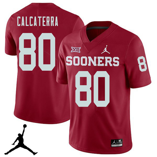 Oklahoma Sooners #80 Grant Calcaterra 2018 College Football Jerseys Sale-Crimson